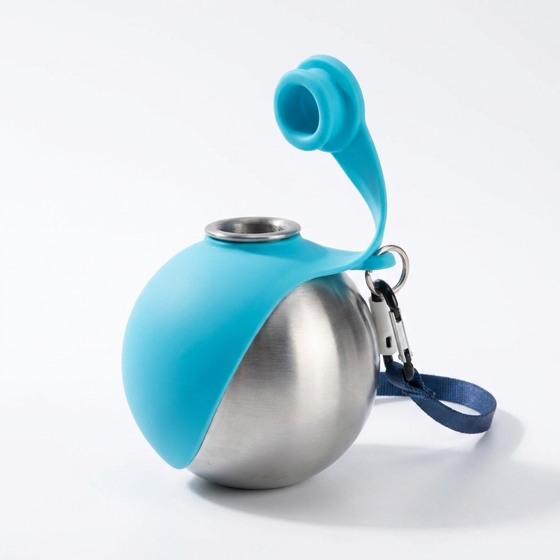 PawDrop Dog Water Bottle — 285ml Stainless Steel with Silicone Bowl